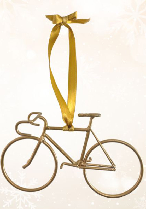 gold road bike ornament